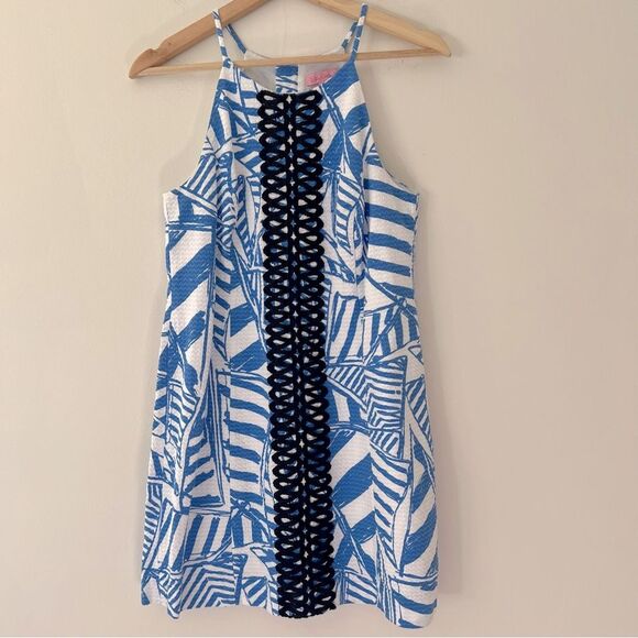 Lilly Pulitzer Dress Annabelle Shift Blue White Preppy Sailing Boats Size 6 - Picture 2 of 12